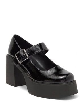 EUC Steve Madden Makena Platform Mary Jane Block Heel Black Patent Pump size 9